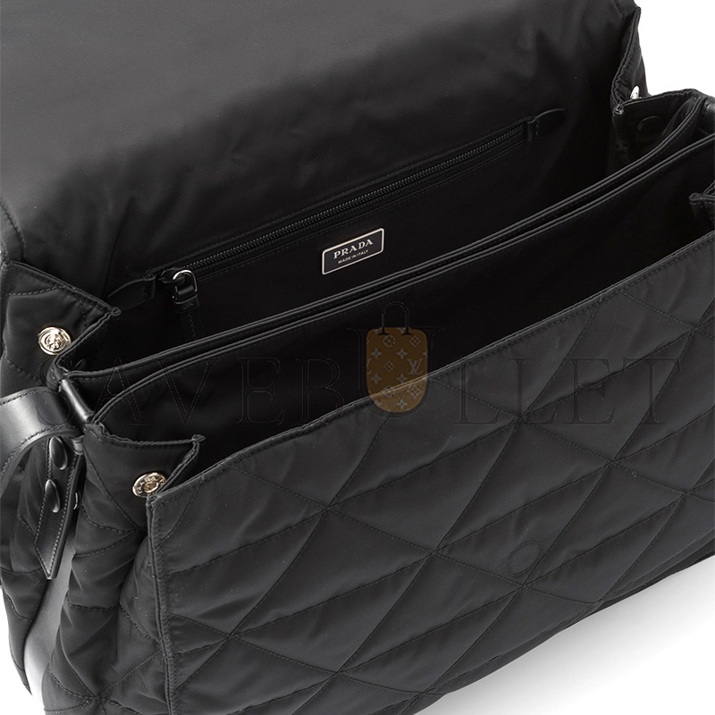 Pra*a topstitched re-nylon shoulder bag 2vd057 (36*28*14cm)